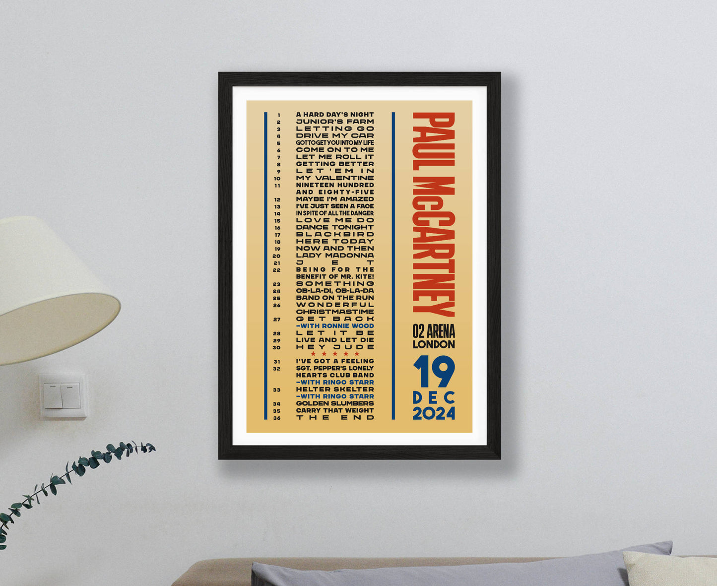 Paul McCartney 2024 Tour Setlist Poster