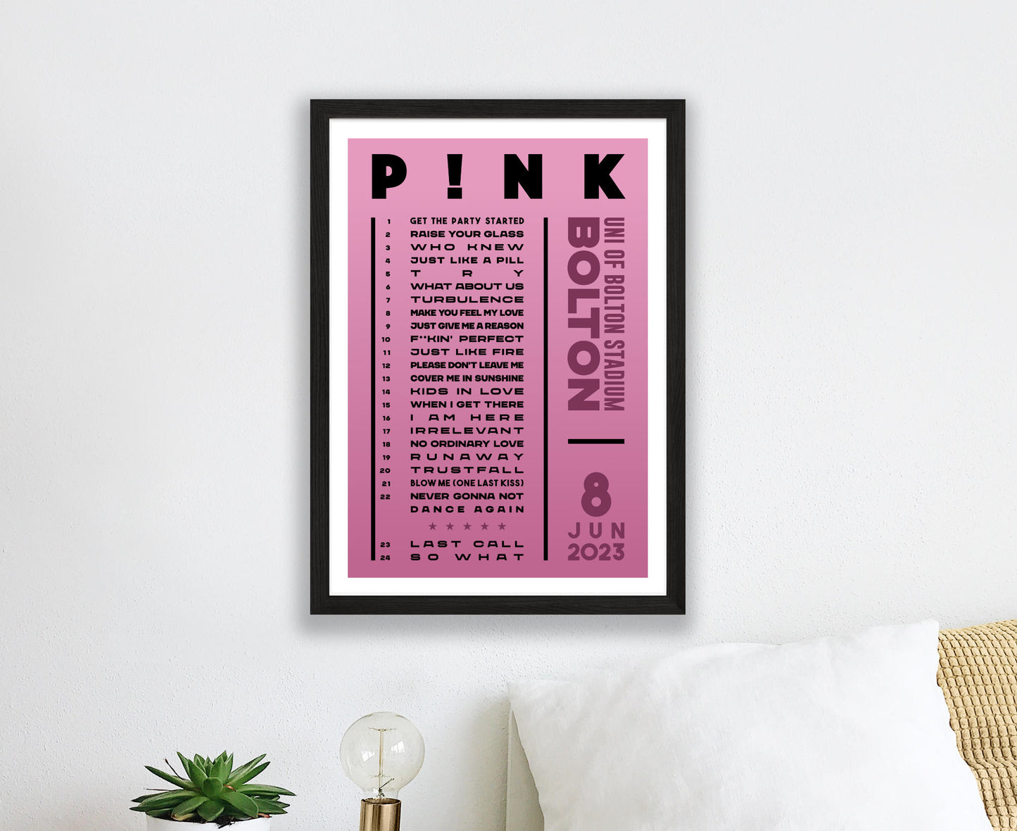 Pink 2023 Tour Setlist Poster
