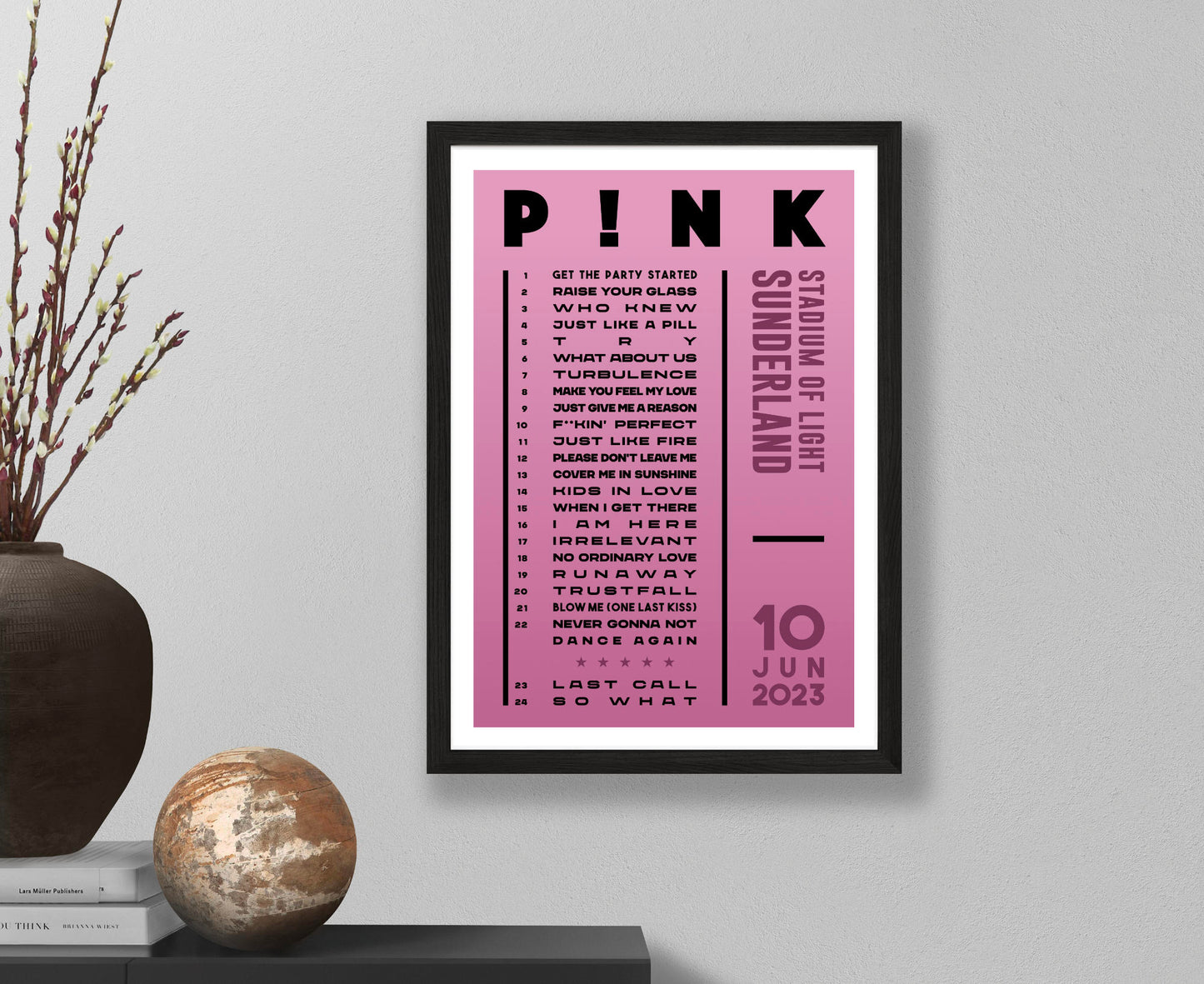 Pink 2023 Tour Setlist Poster