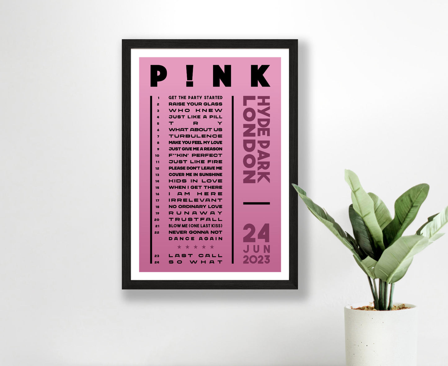 Pink 2023 Tour Setlist Poster