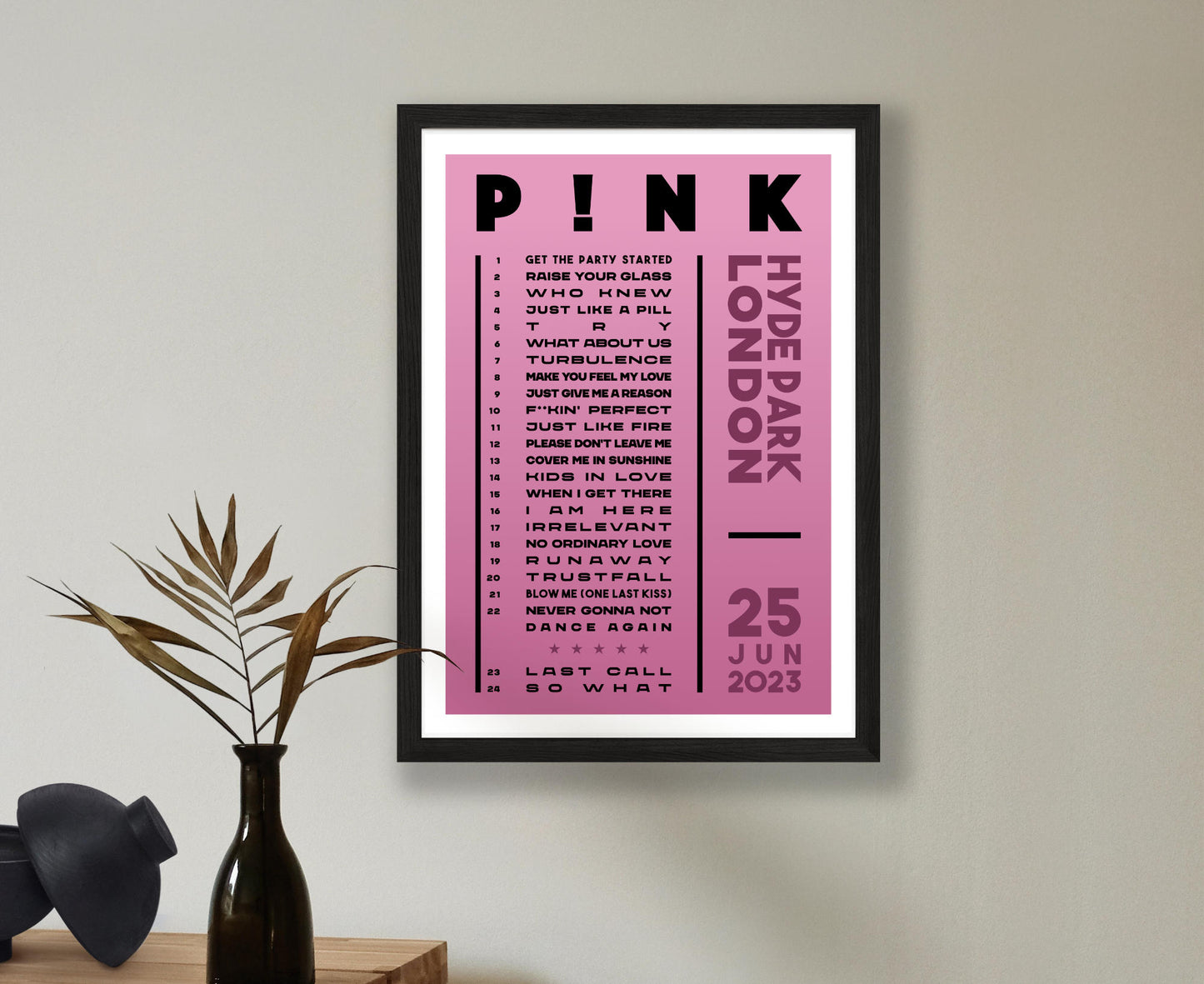 Pink 2023 Tour Setlist Poster