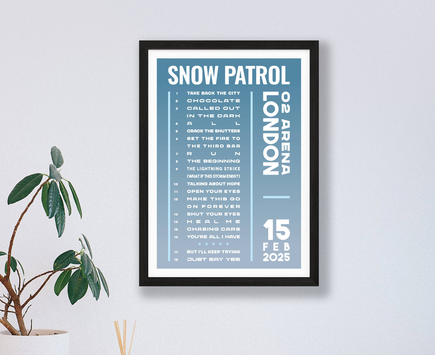 Snow Patrol 2025 Tour Setlist Poster