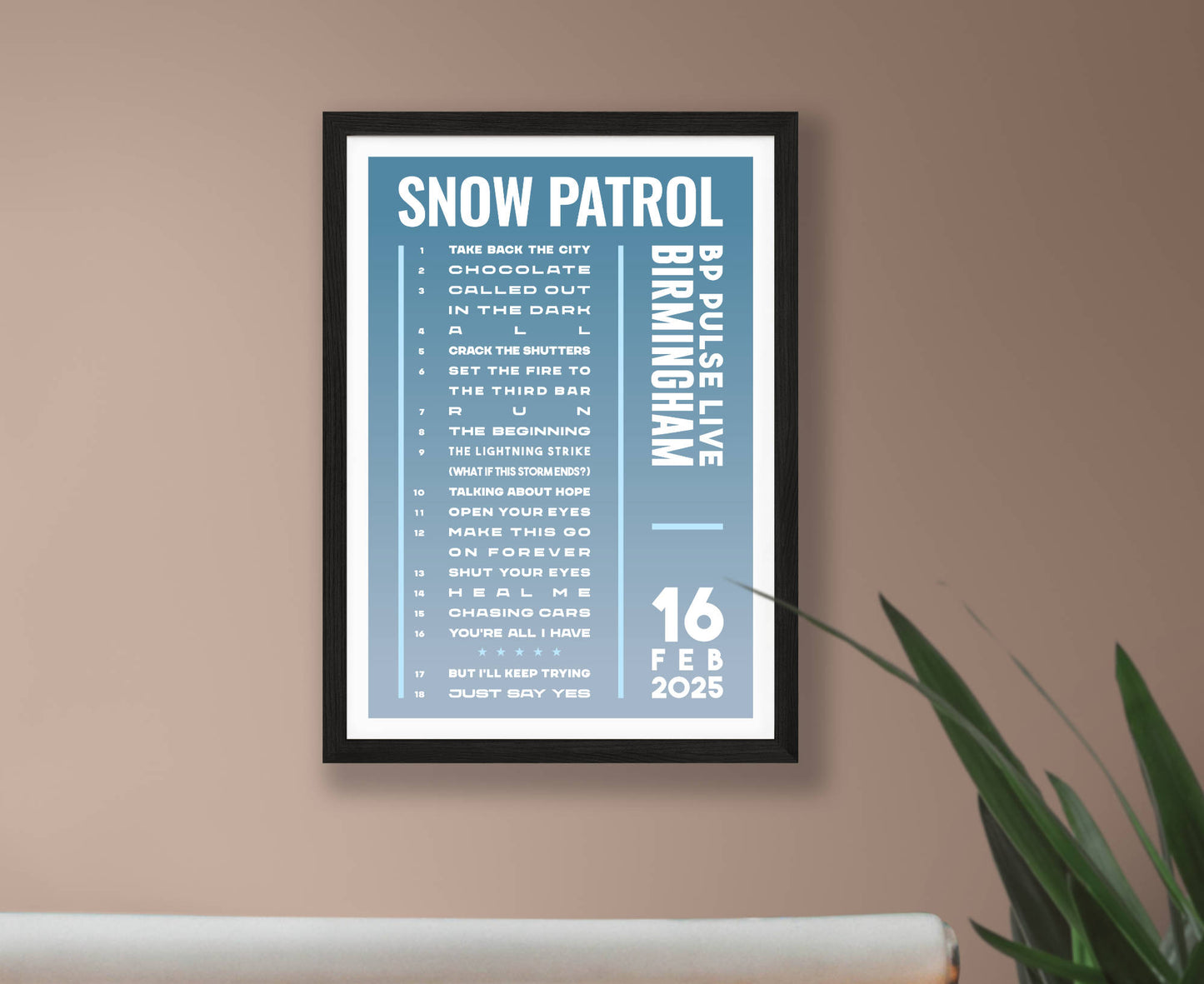 Snow Patrol 2025 Tour Setlist Poster