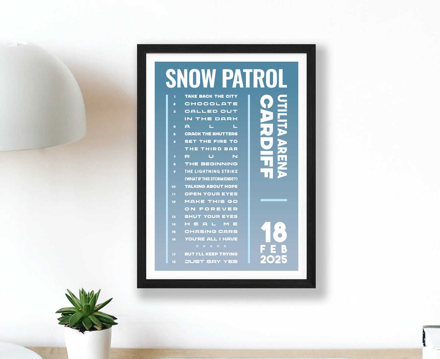 Snow Patrol 2025 Tour Setlist Poster