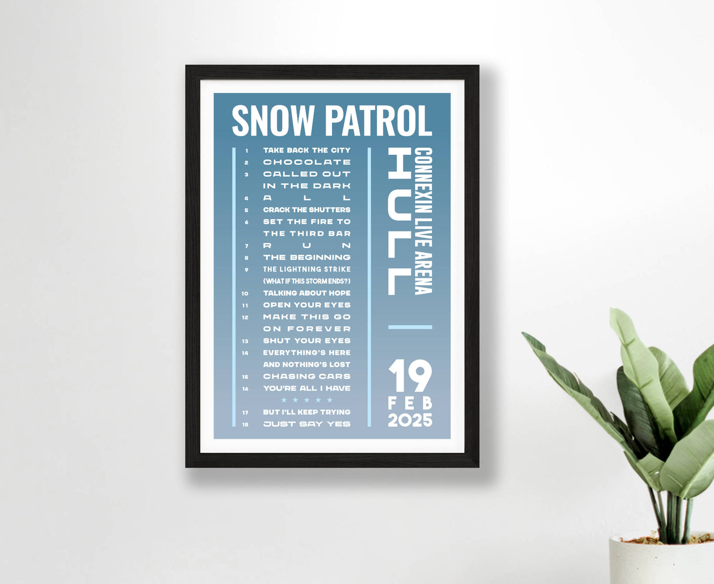 Snow Patrol 2025 Tour Setlist Poster