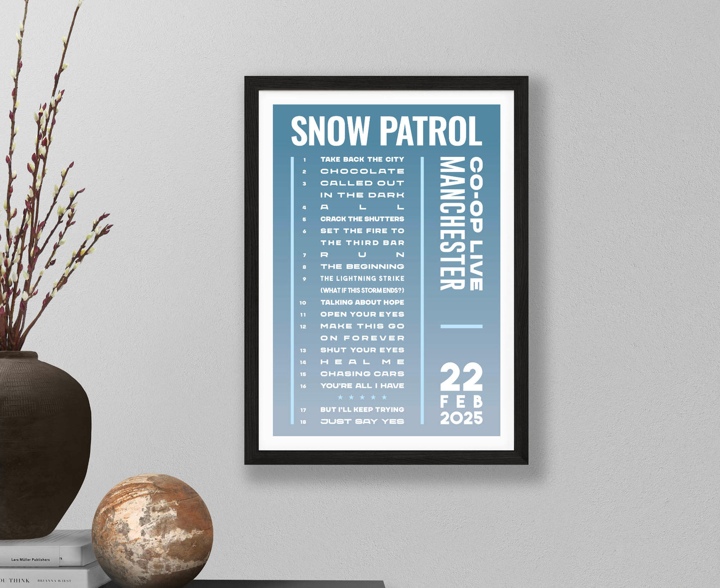Snow Patrol 2025 Tour Setlist Poster