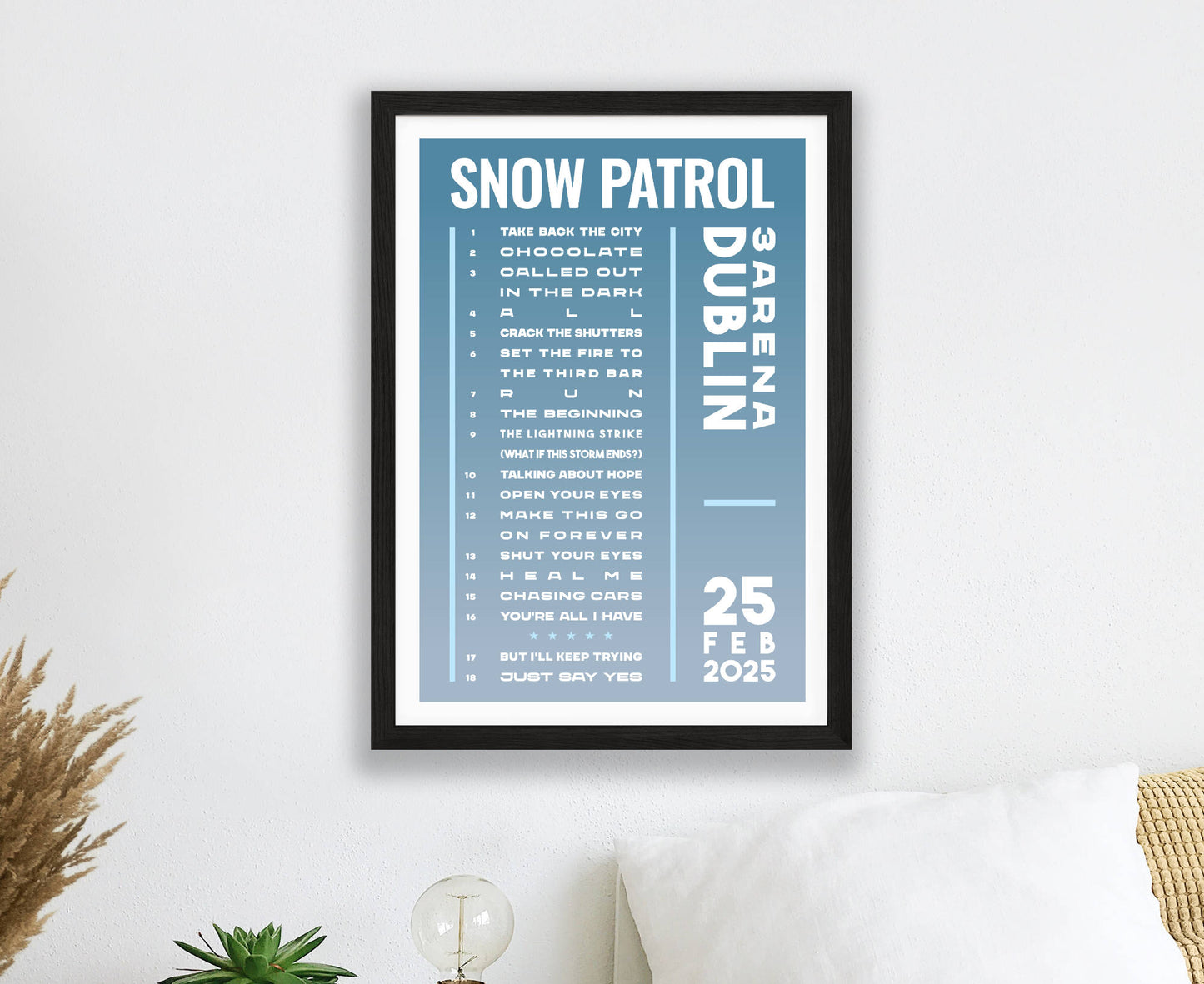 Snow Patrol 2025 Tour Setlist Poster