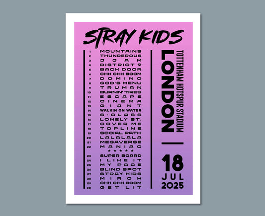 Stray Kids 2025 London Setlist Poster Design