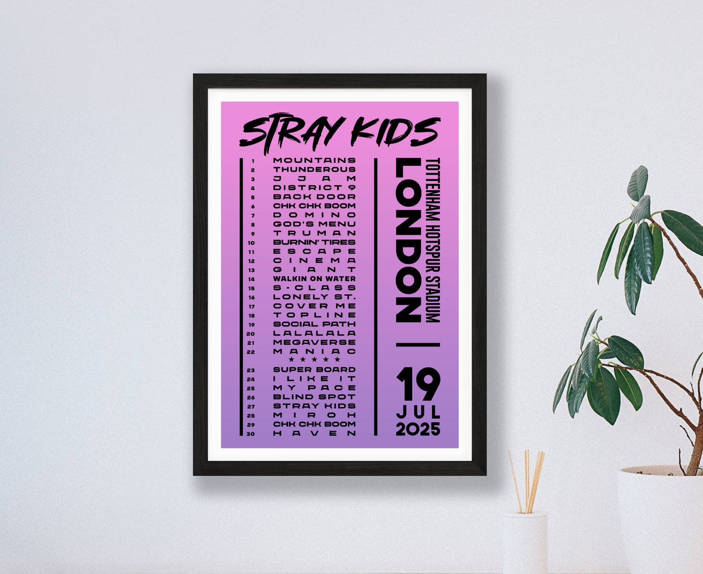 Stray Kids 2025 London Setlist Poster