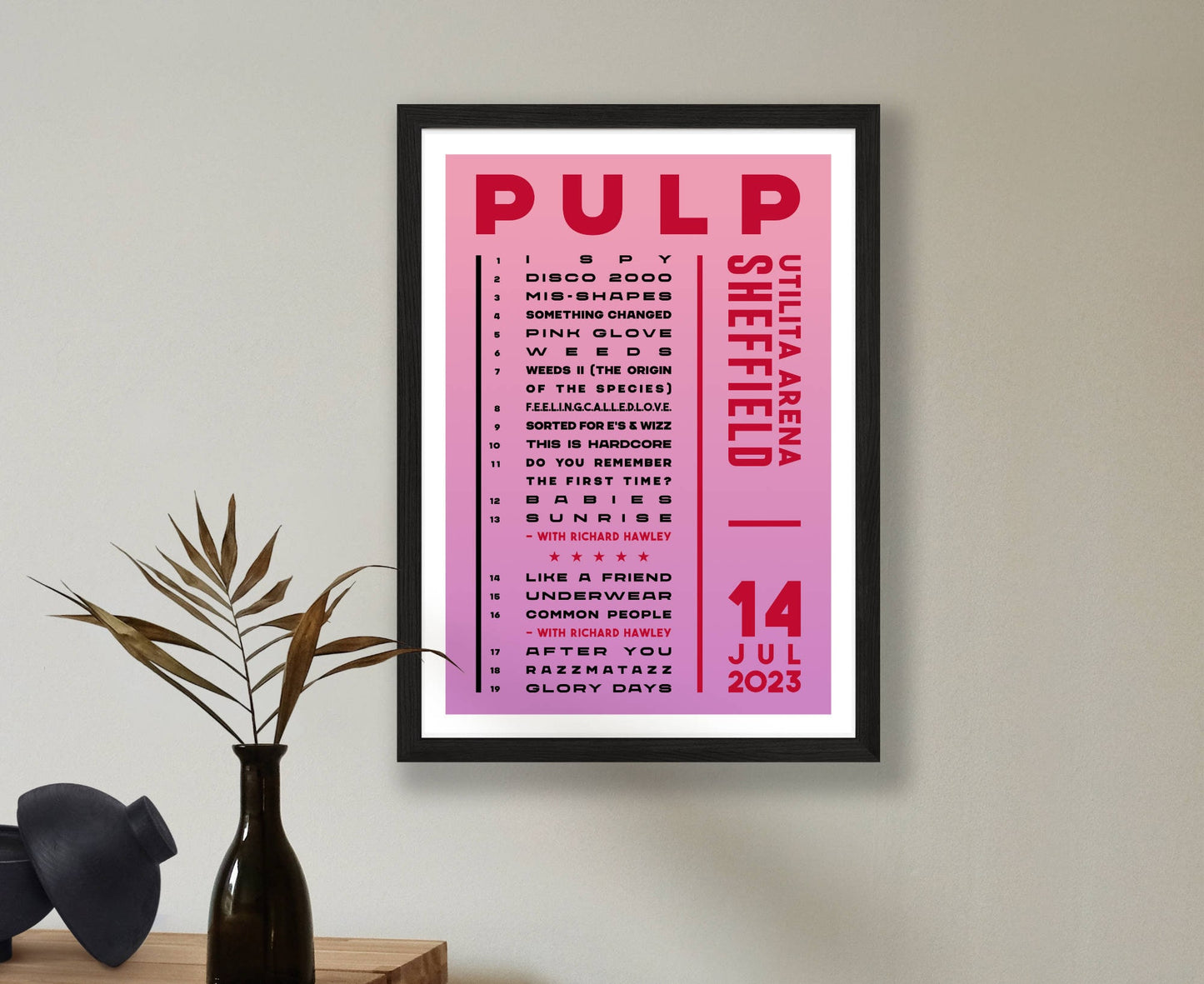 Pulp 2023 Tour Setlist Poster