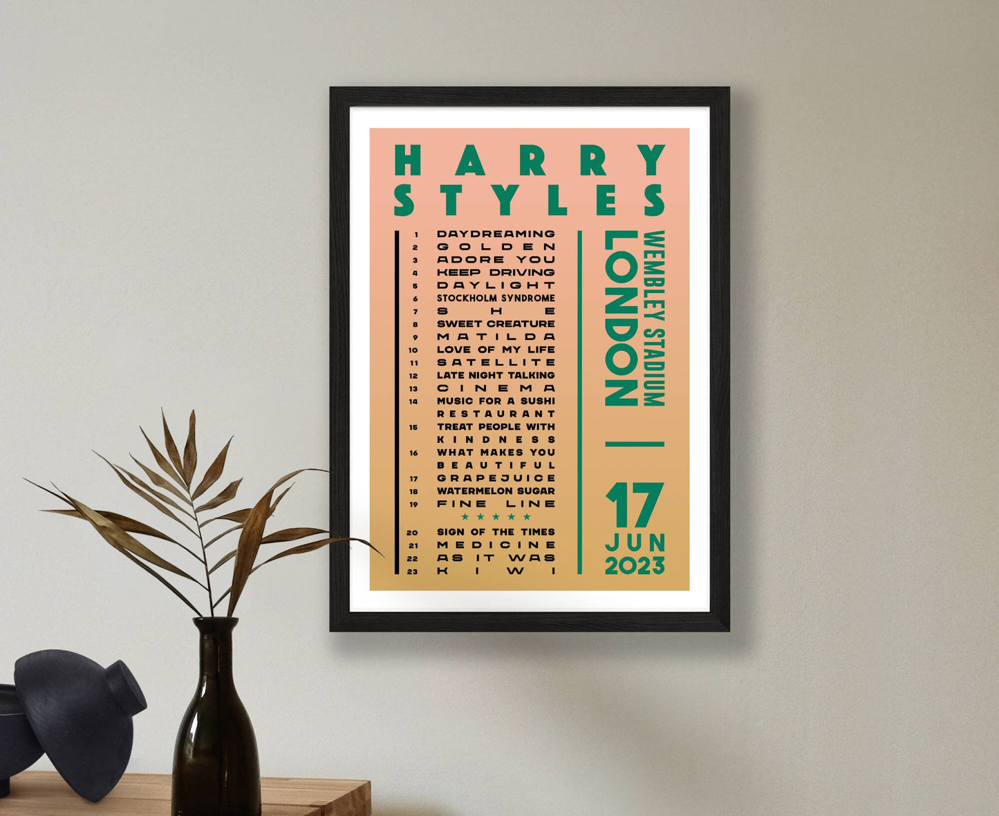 Harry Styles 2023 Tour Setlist Poster