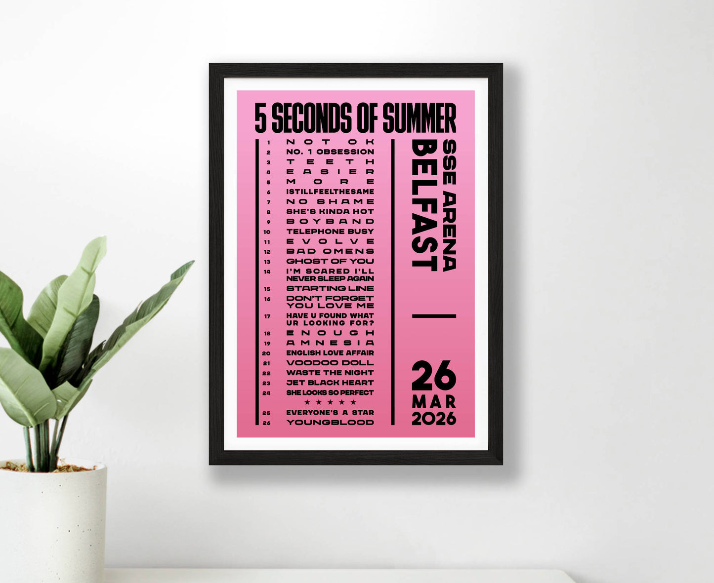5 Seconds of Summer 2026 Tour Setlist Poster