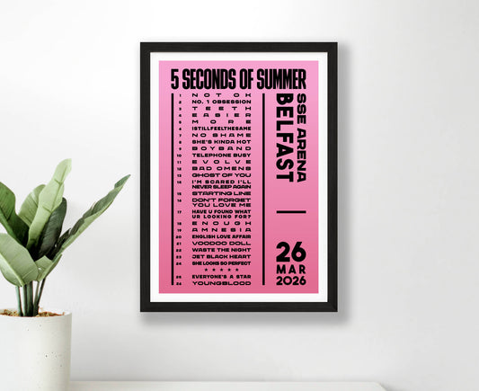 5 Seconds of Summer 2026 Tour Setlist Poster
