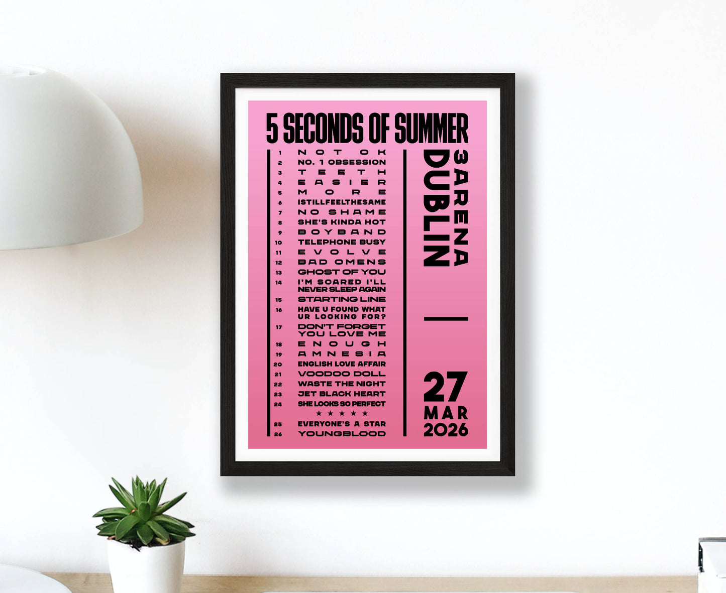 5 Seconds of Summer 2026 Tour Setlist Poster