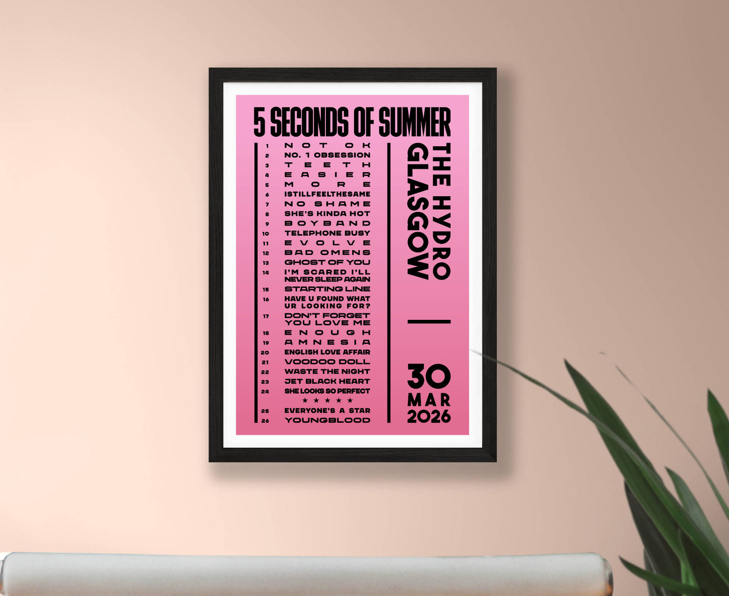 5 Seconds of Summer 2026 Tour Setlist Poster