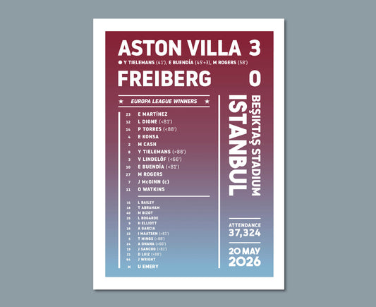 Aston Villa 2026 Europa League Final Lineup Design