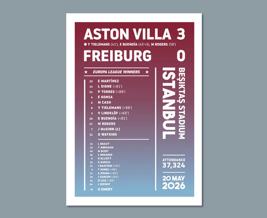 Aston Villa 2026 Europa League Final Lineup Design