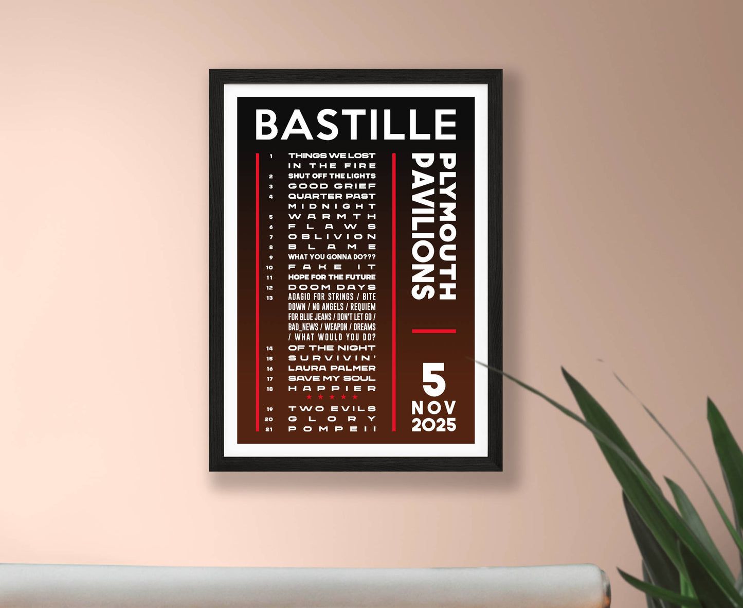 Bastille 2025 Tour Setlist Poster