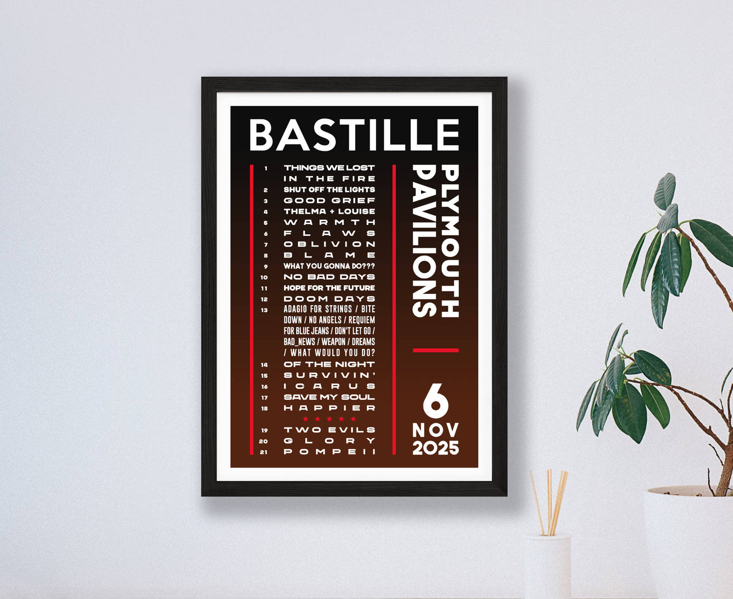 Bastille 2025 Tour Setlist Poster
