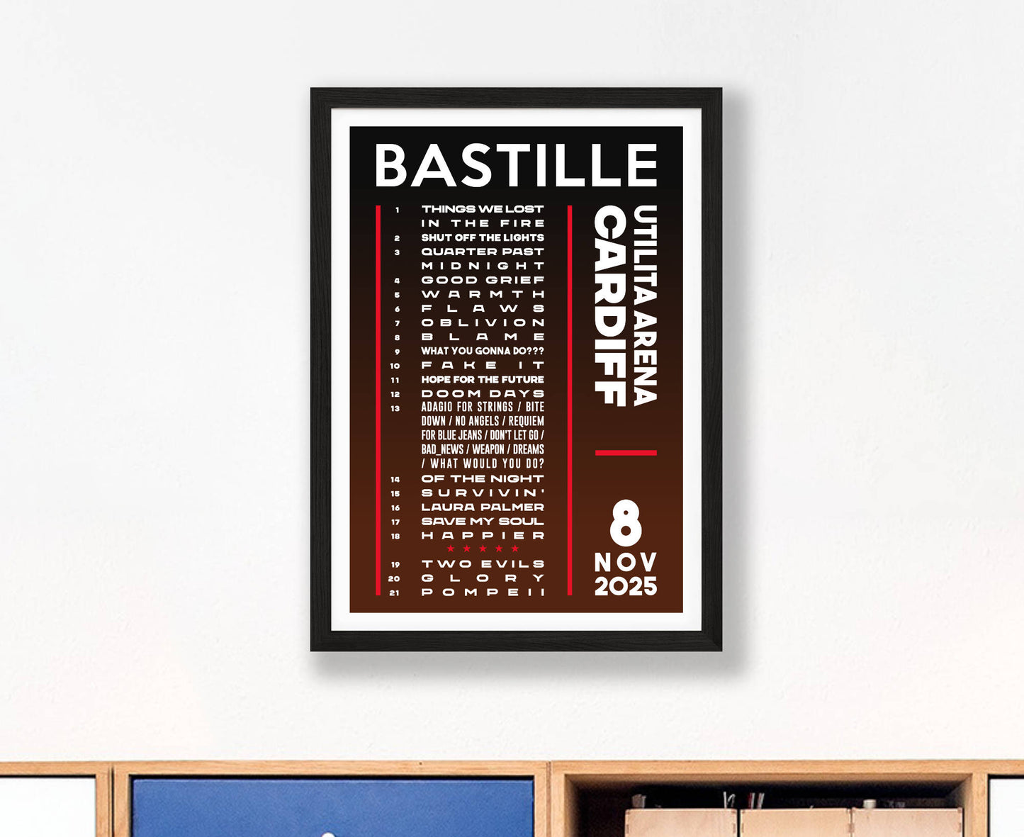 Bastille 2025 Tour Setlist Poster