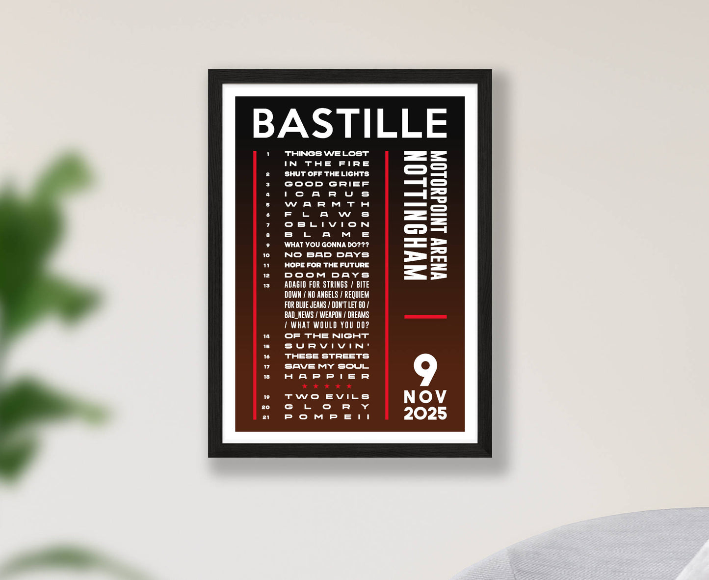 Bastille 2025 Tour Setlist Poster