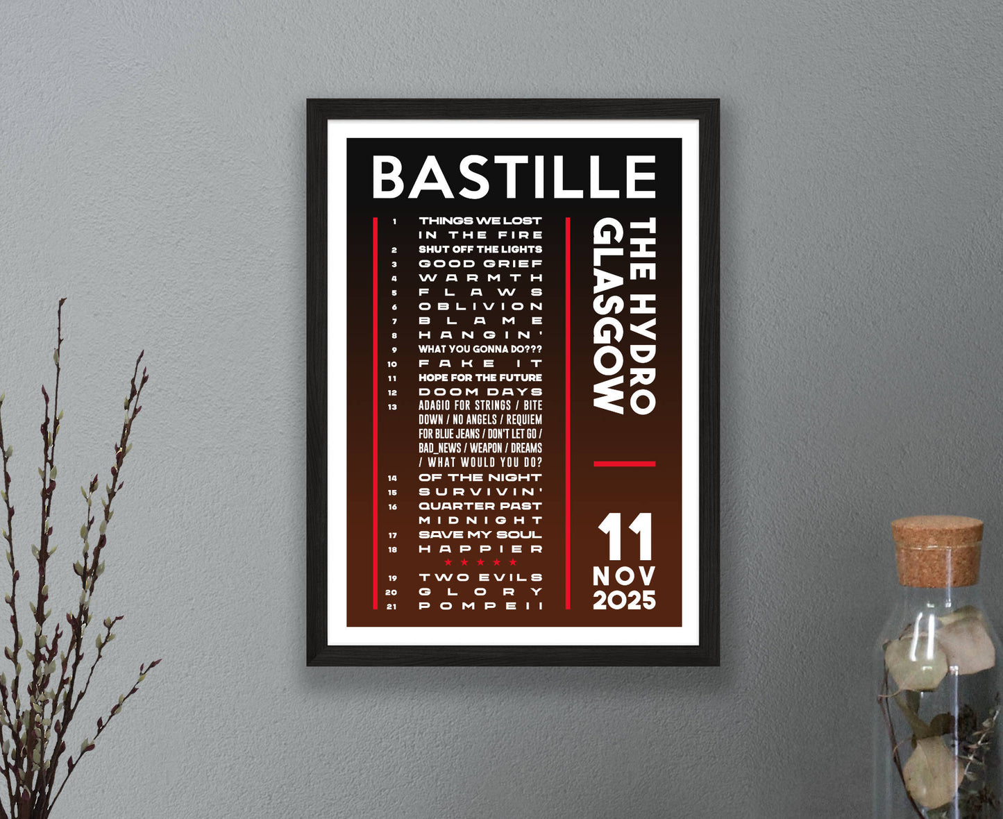 Bastille 2025 Tour Setlist Poster