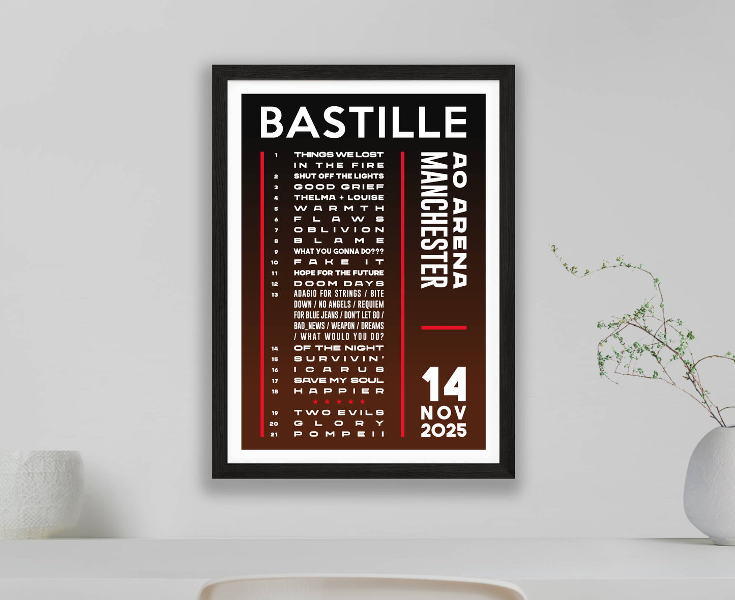 Bastille 2025 Tour Setlist Poster