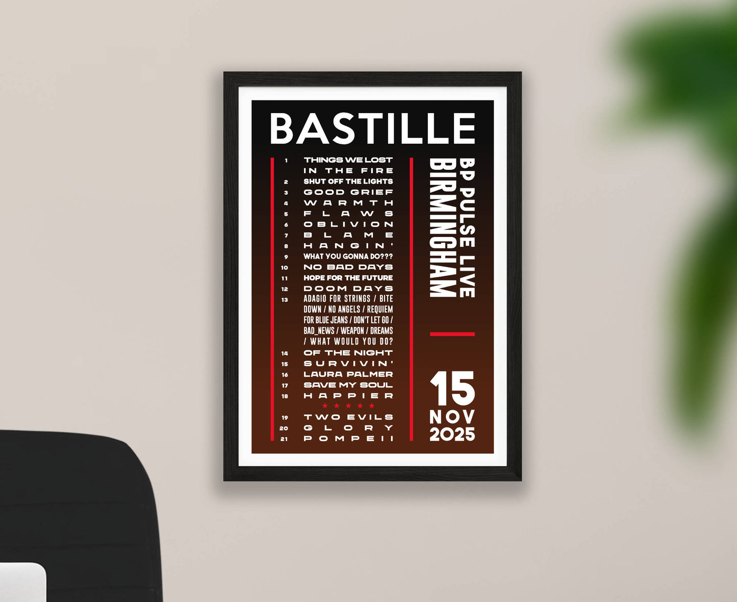 Bastille 2025 Tour Setlist Poster