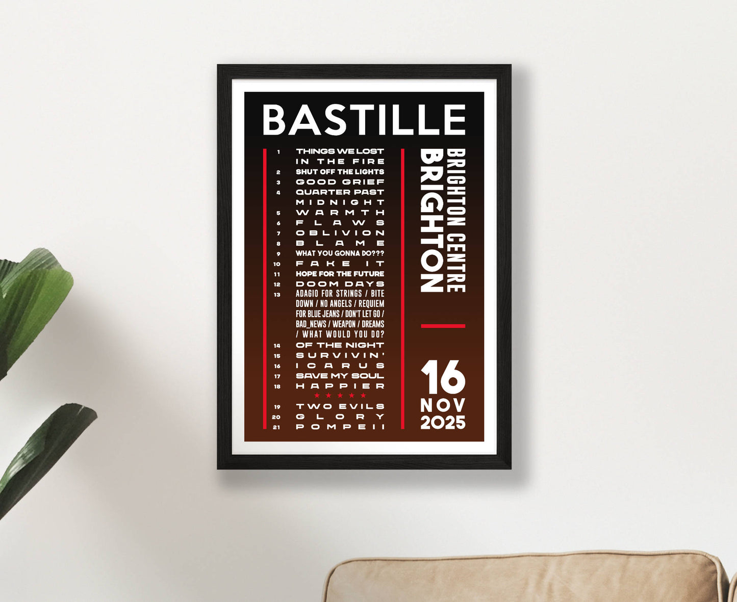 Bastille 2025 Tour Setlist Poster