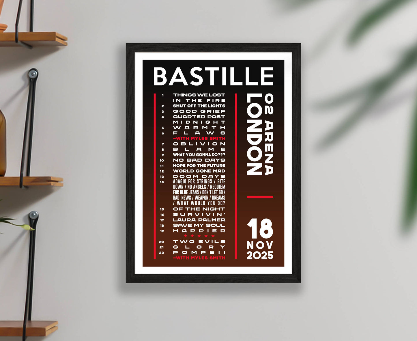 Bastille 2025 Tour Setlist Poster