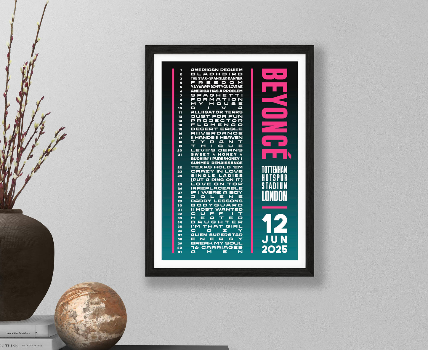 Beyonce 2025 London Setlist Poster