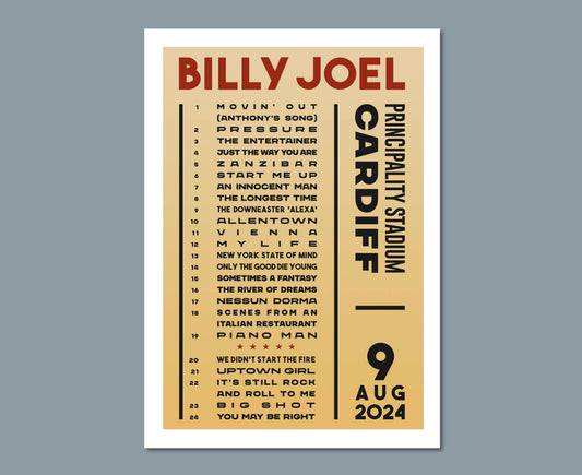 Billy Joel Cardiff 2024 poster setlist