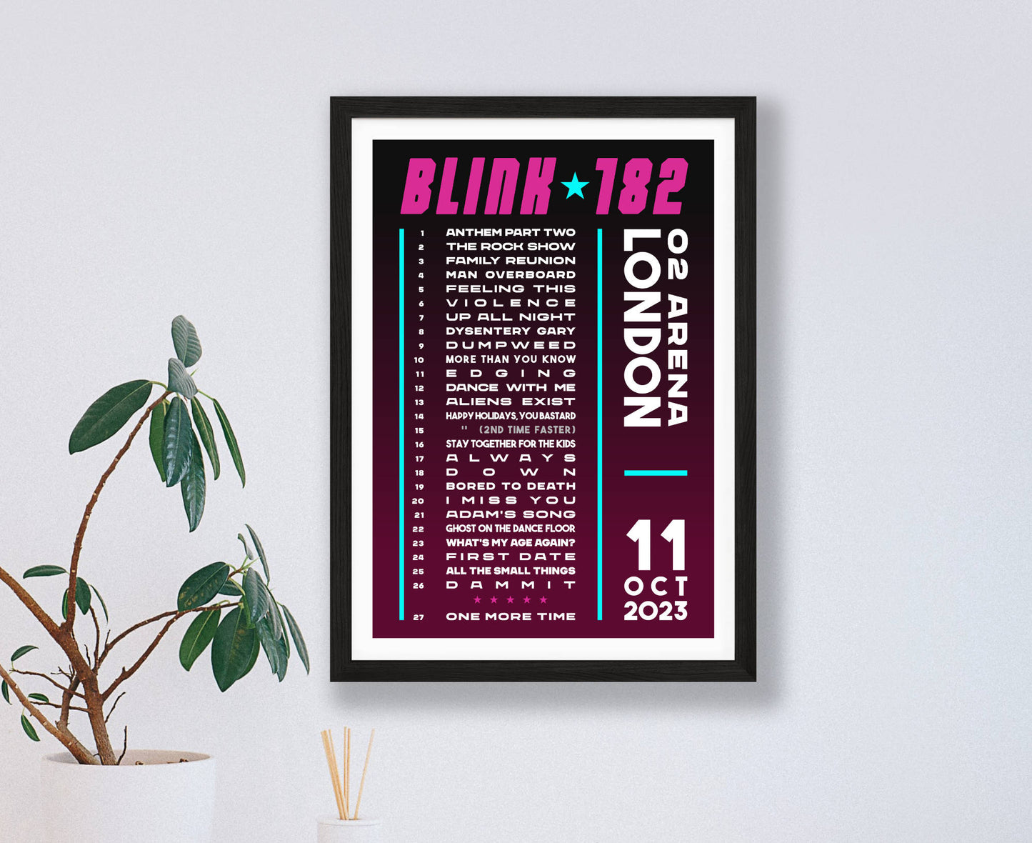 Blink-182 2023-2024 Tour Setlist Poster