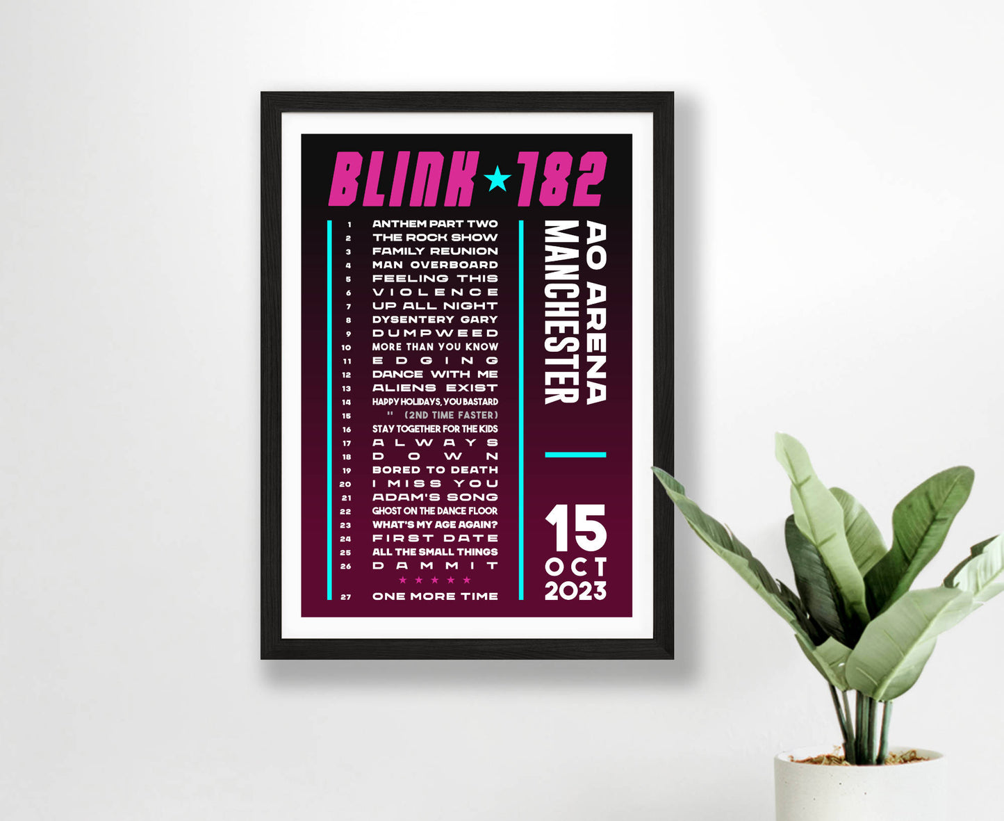 Blink-182 2023-2024 Tour Setlist Poster