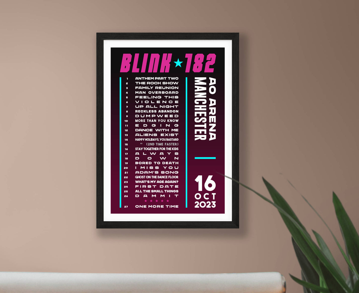 Blink-182 2023-2024 Tour Setlist Poster