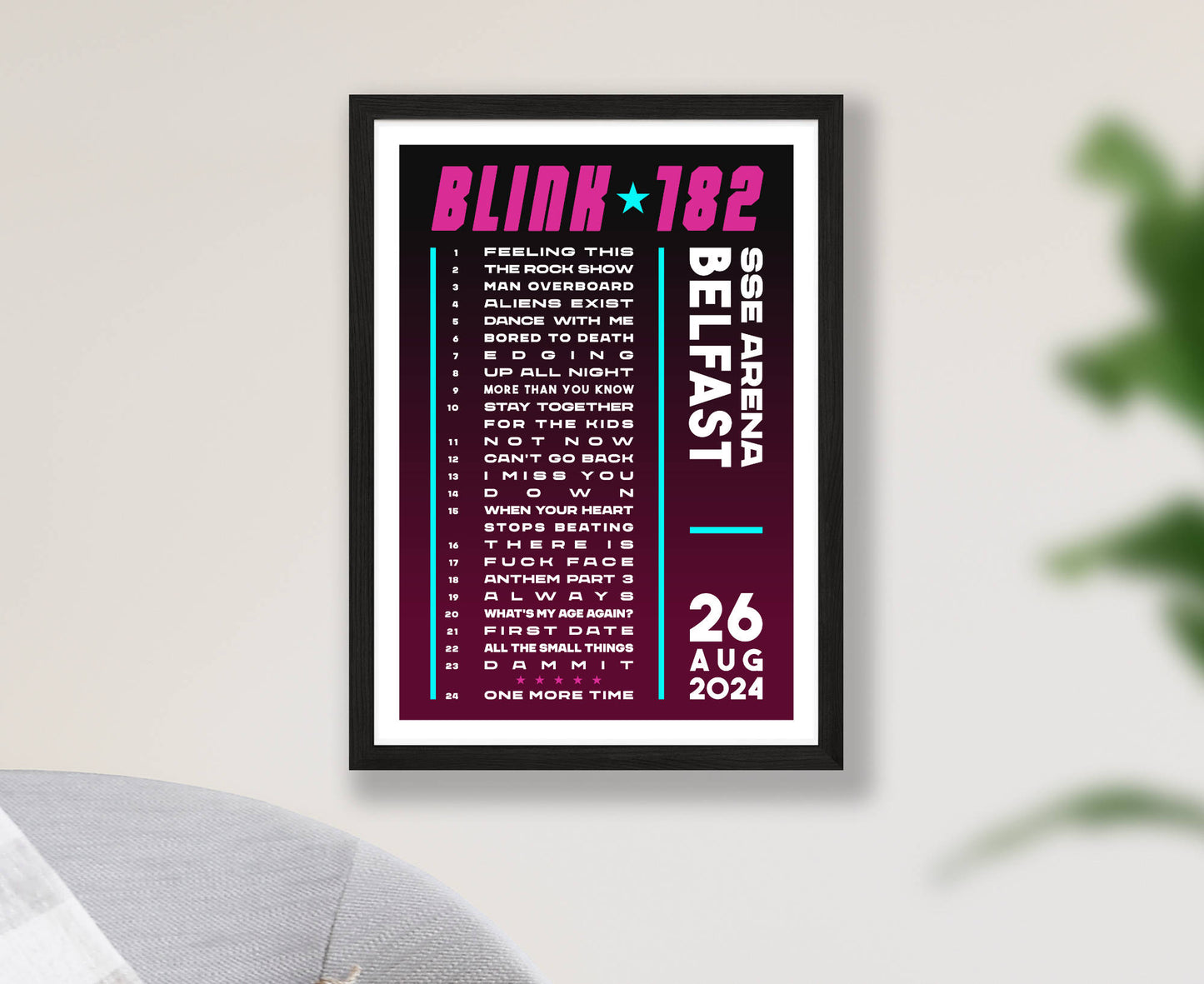 Blink-182 2023-2024 Tour Setlist Poster