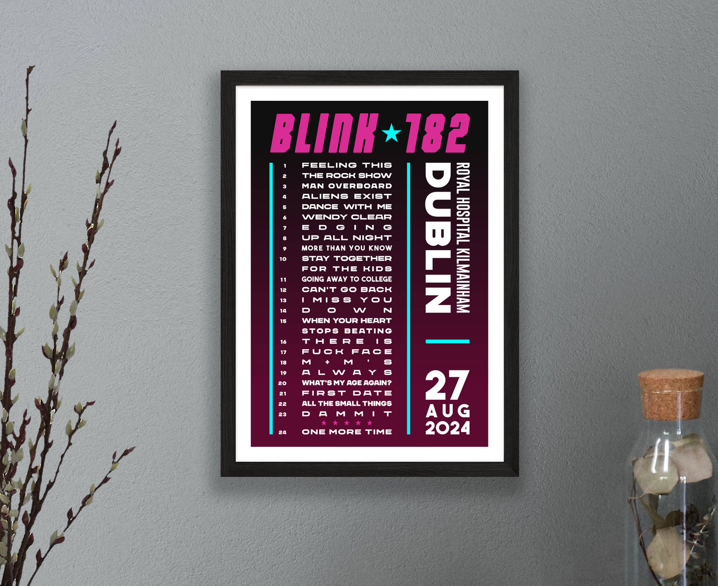 Blink-182 2023-2024 Tour Setlist Poster