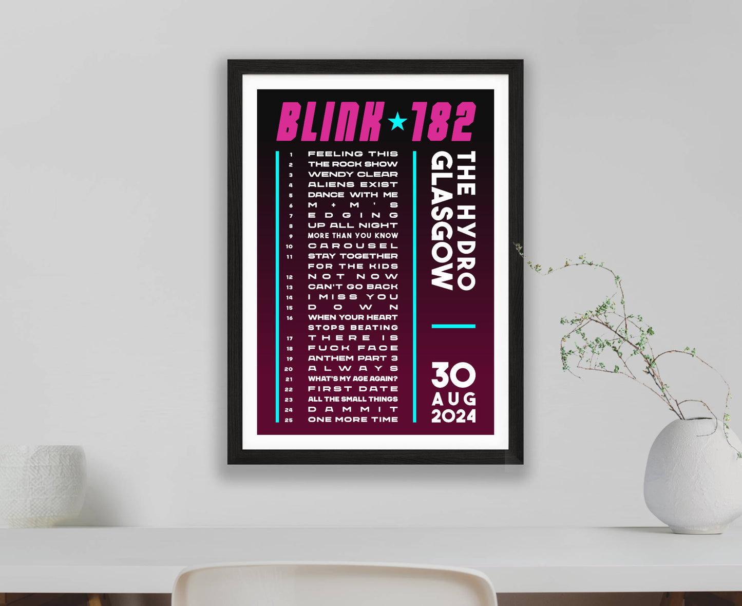 Blink-182 2023-2024 Tour Setlist Poster