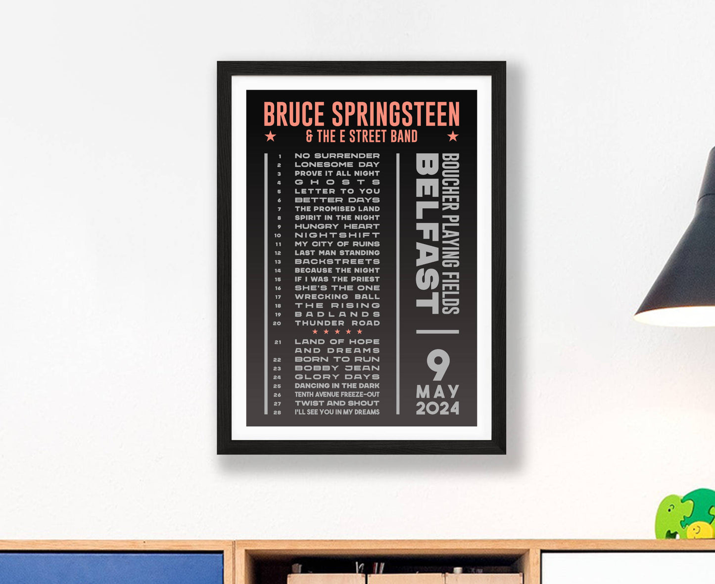 Bruce Springsteen 2024 Dark Tour Setlist Poster