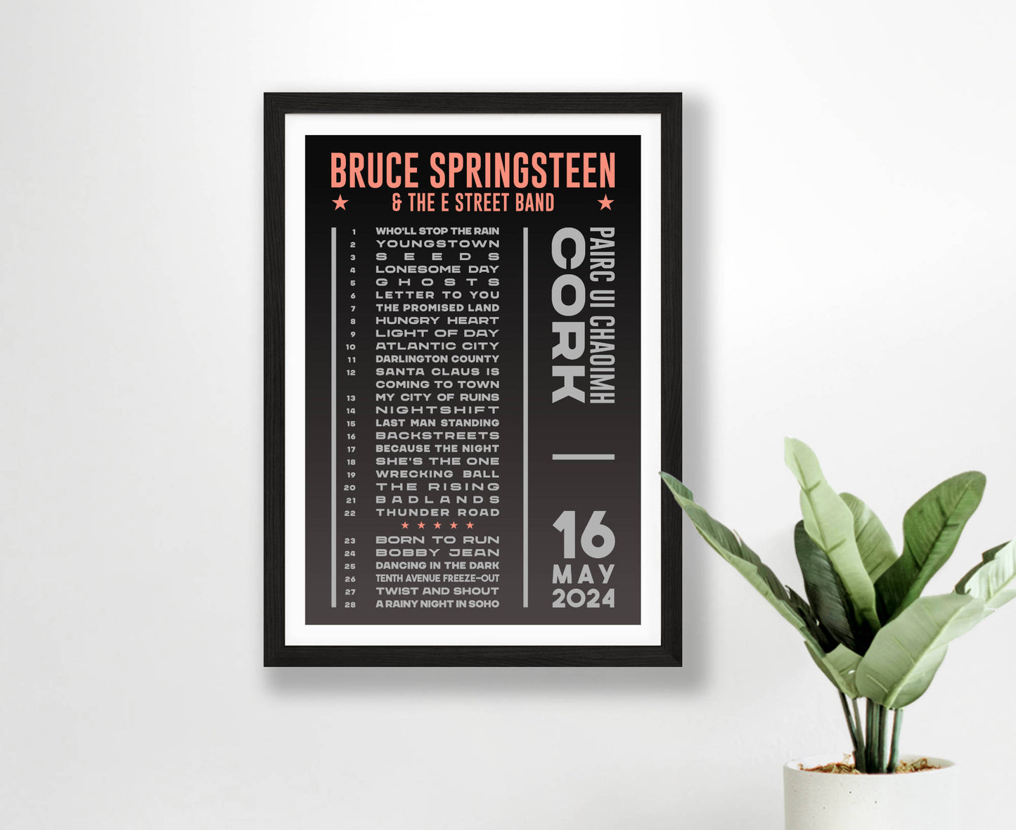 Bruce Springsteen 2024 Dark Tour Setlist Poster