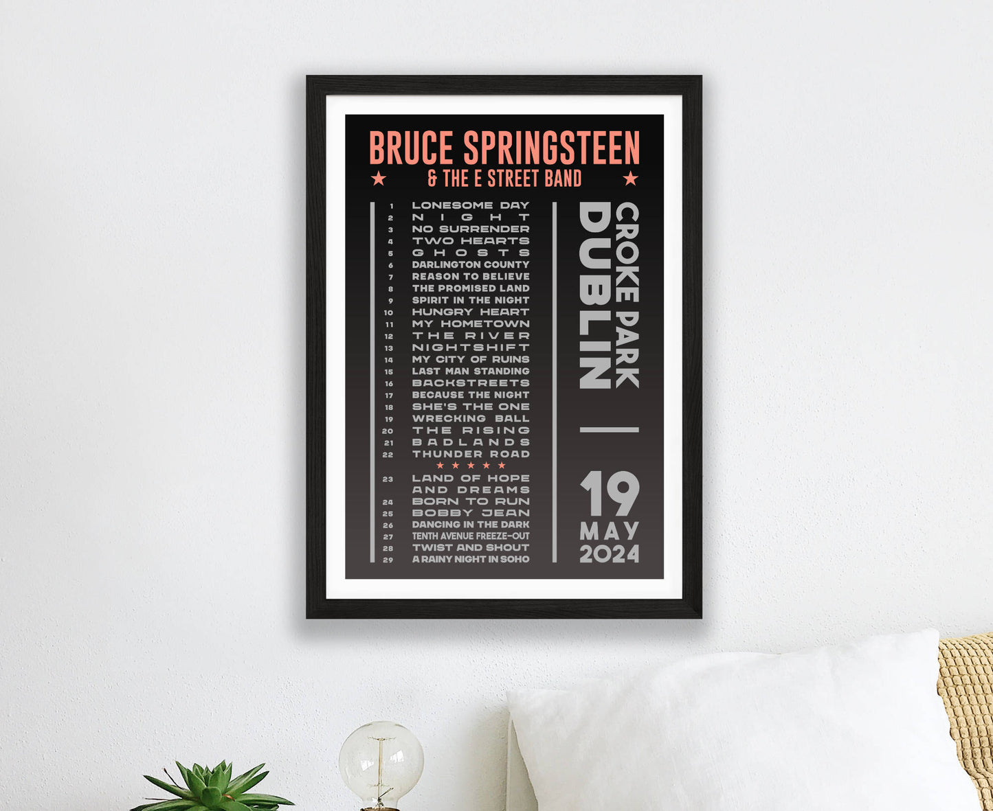 Bruce Springsteen 2024 Dark Tour Setlist Poster