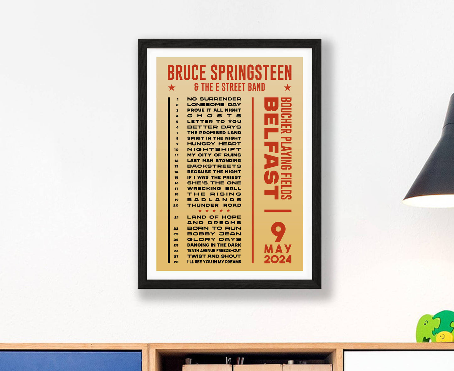 Bruce Springsteen 2024 Tour Setlist Poster