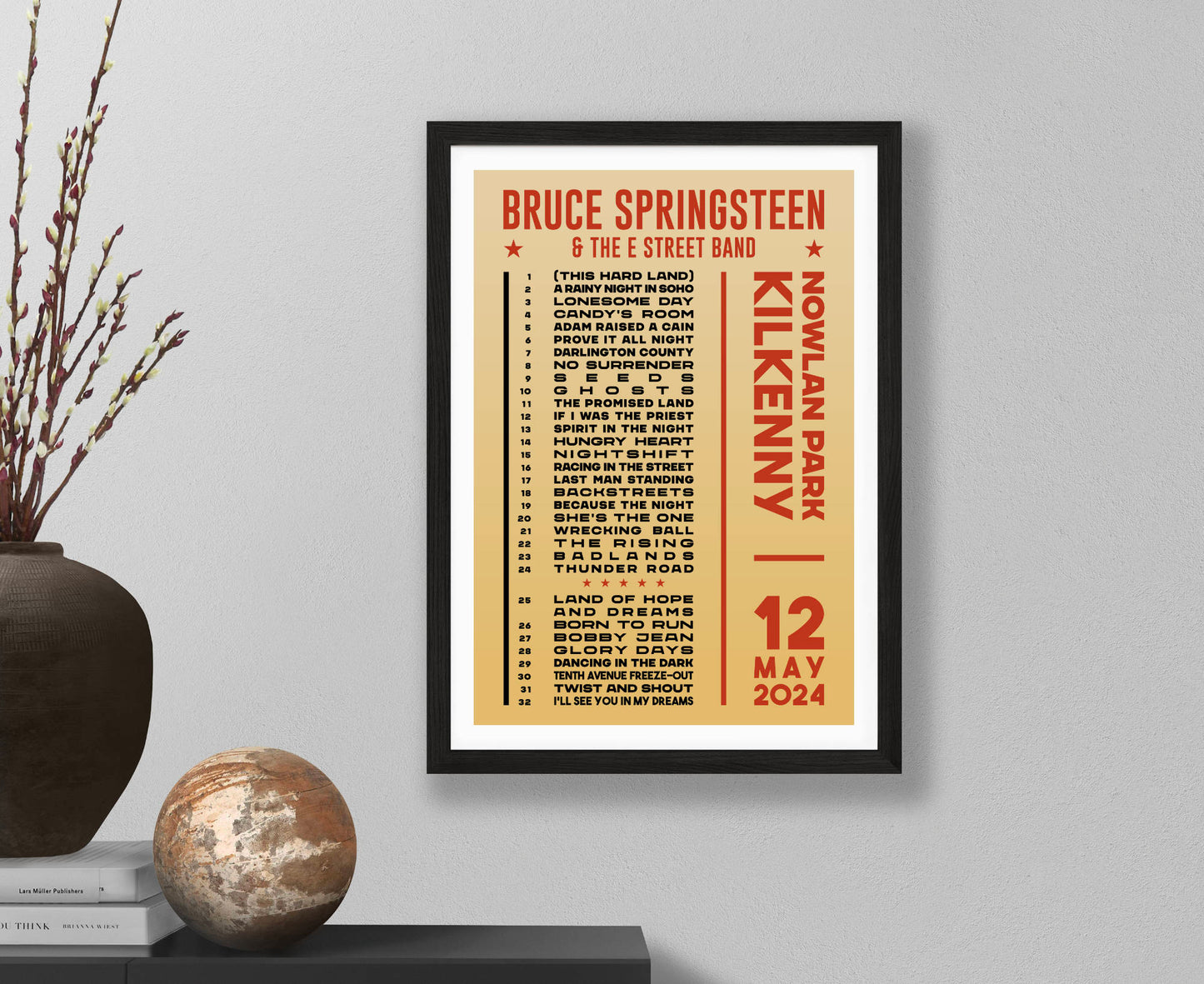 Bruce Springsteen 2024 Tour Setlist Poster