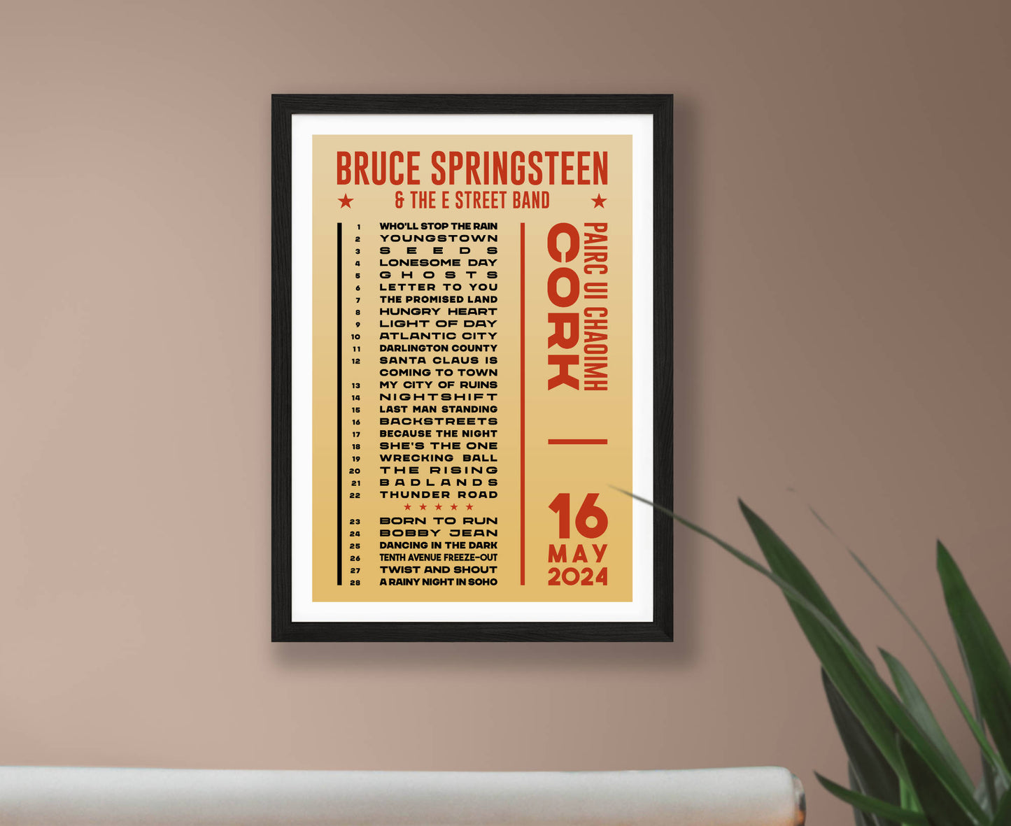 Bruce Springsteen 2024 Tour Setlist Poster