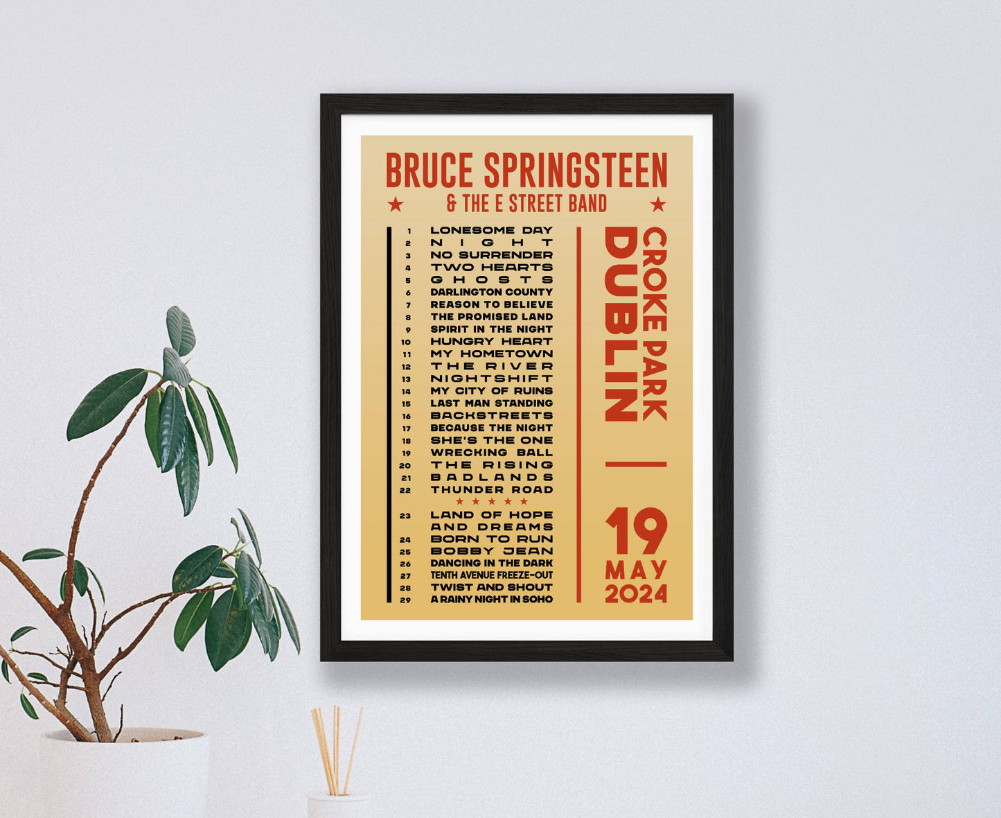 Bruce Springsteen 2024 Tour Setlist Poster