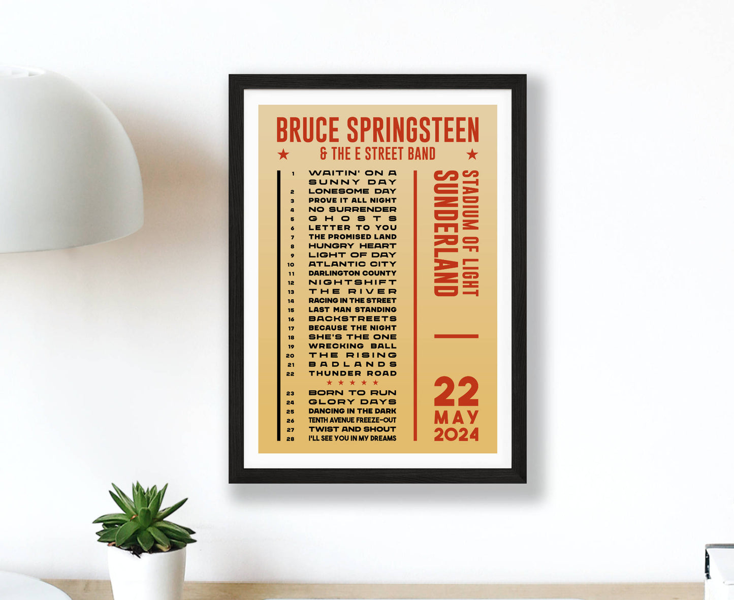 Bruce Springsteen 2024 Tour Setlist Poster