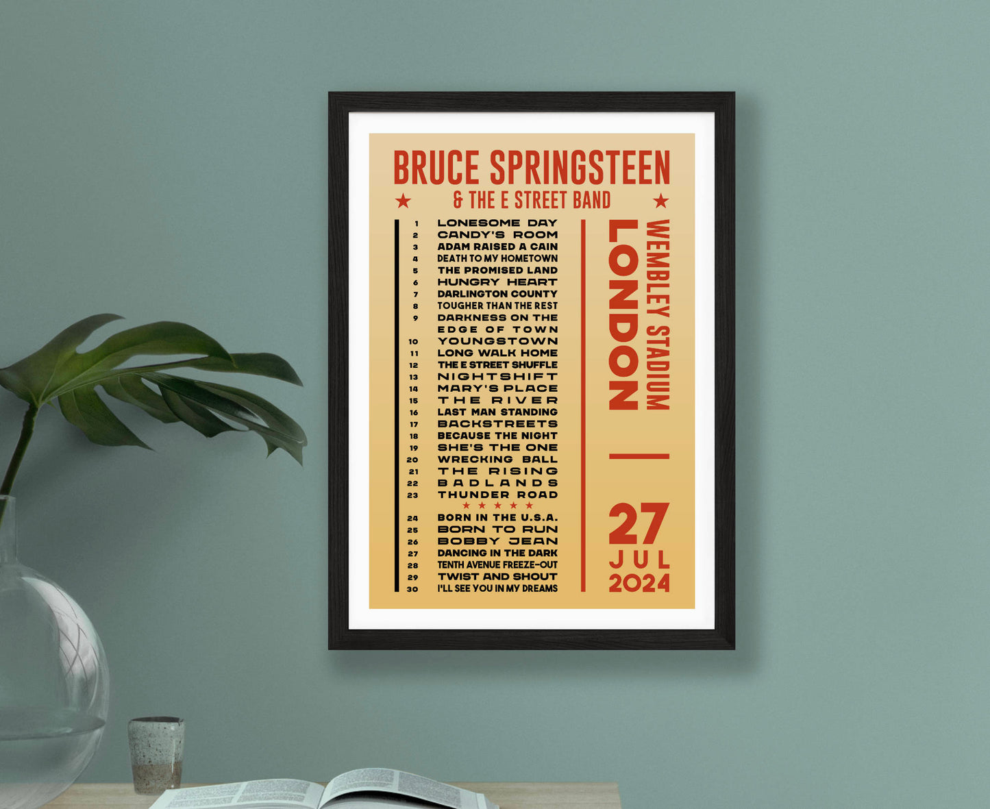 Bruce Springsteen 2024 Tour Setlist Poster