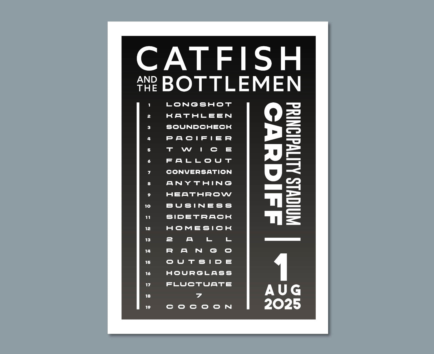 Catfish and the Bottlemen 2025 Tour Setlist Poster Design