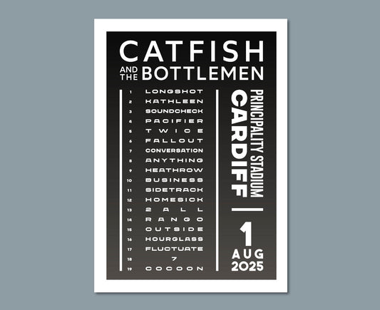 Catfish and the Bottlemen 2025 Tour Setlist Poster Design