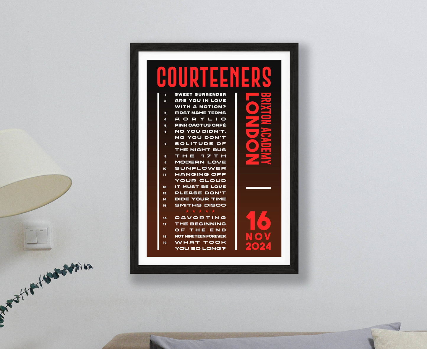 Courteeners 2024 Setlist Poster